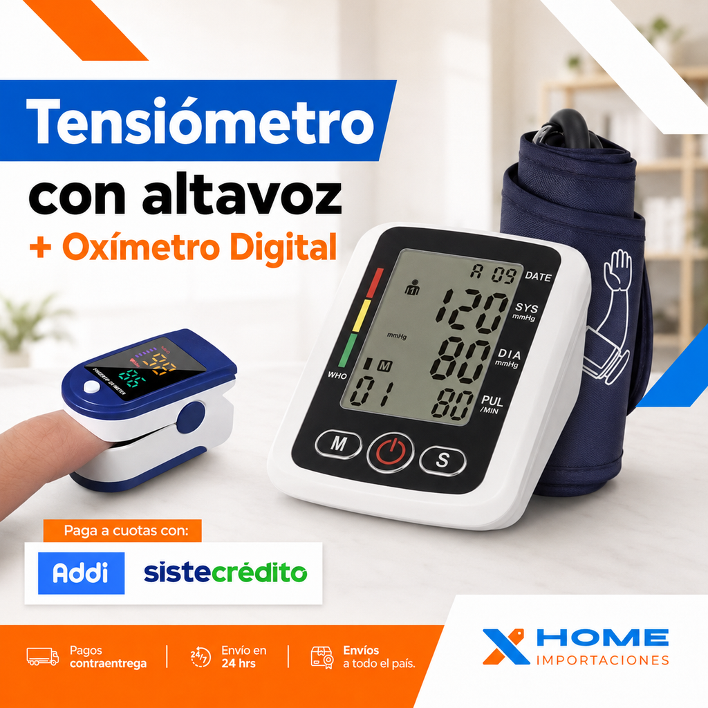 Tensiómetro digital con altavoz + Oxímetro de pulso