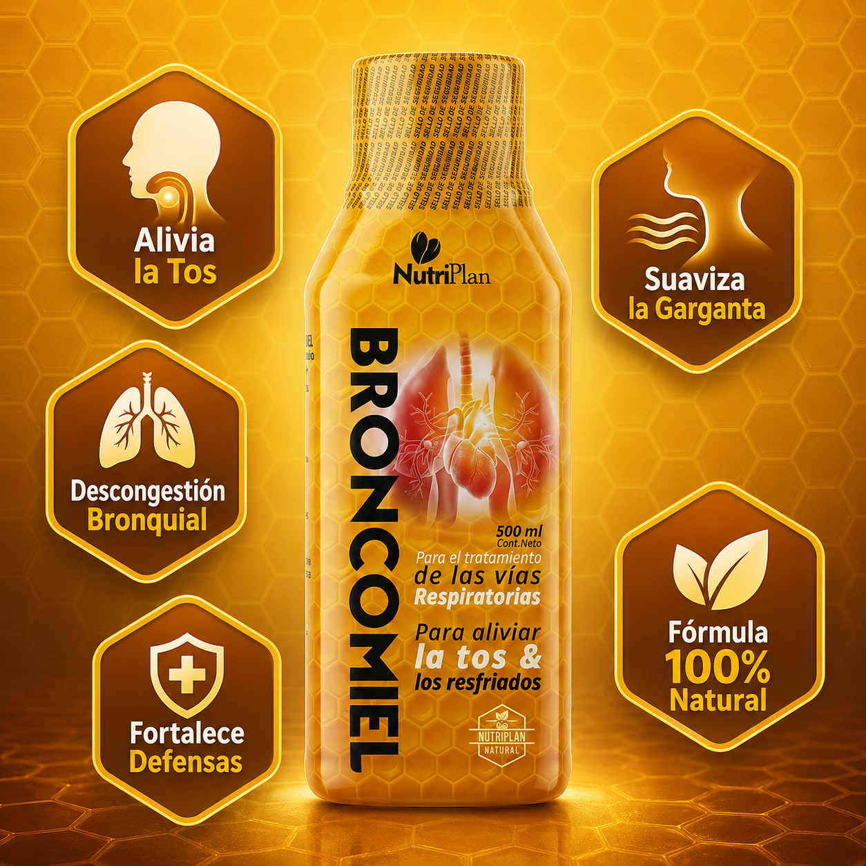 Broncomiel NutriPlan Natural 500 ml para vías respiratorias
