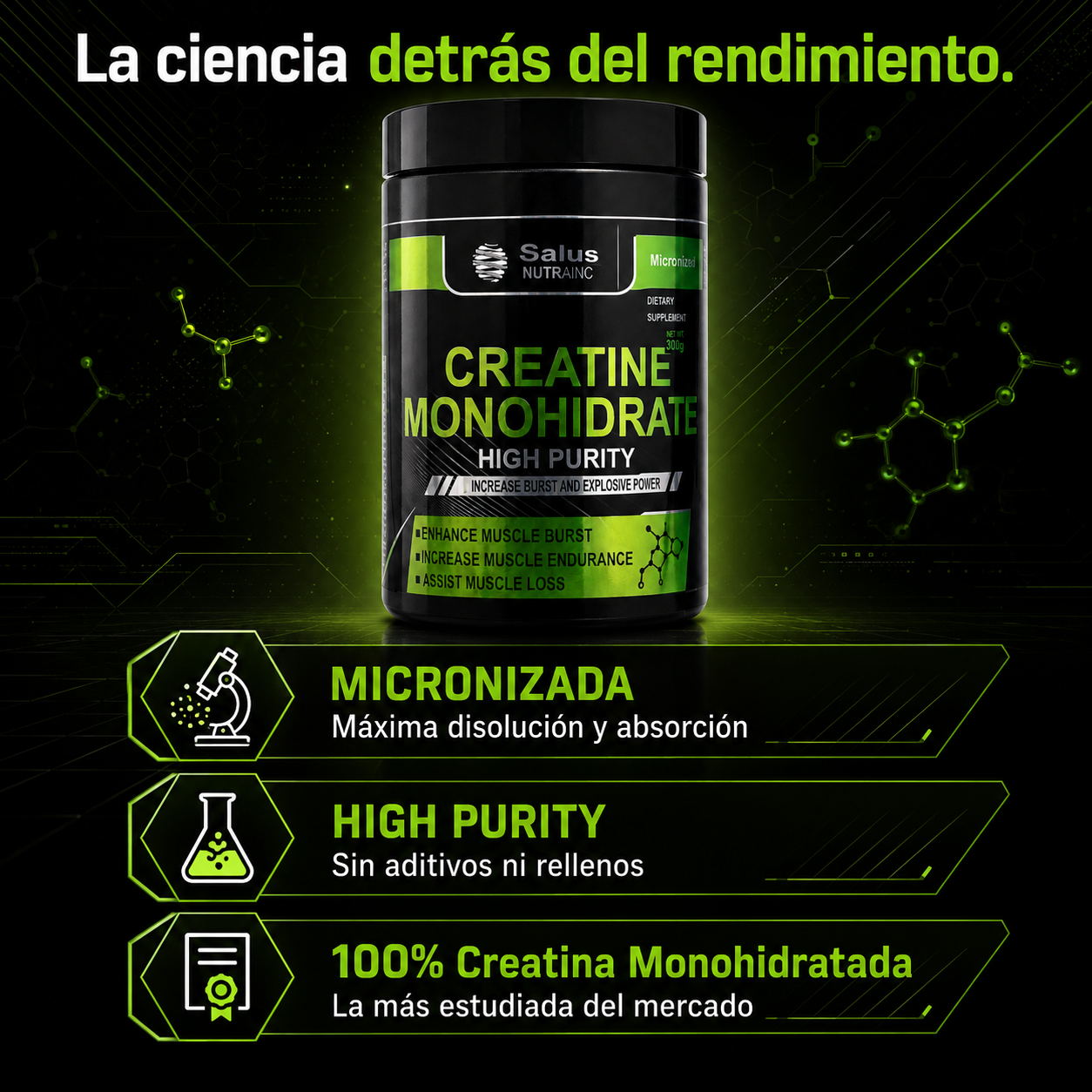 Creatina Monohidratada Salus Nutrainc con Complejo B NutriPlan