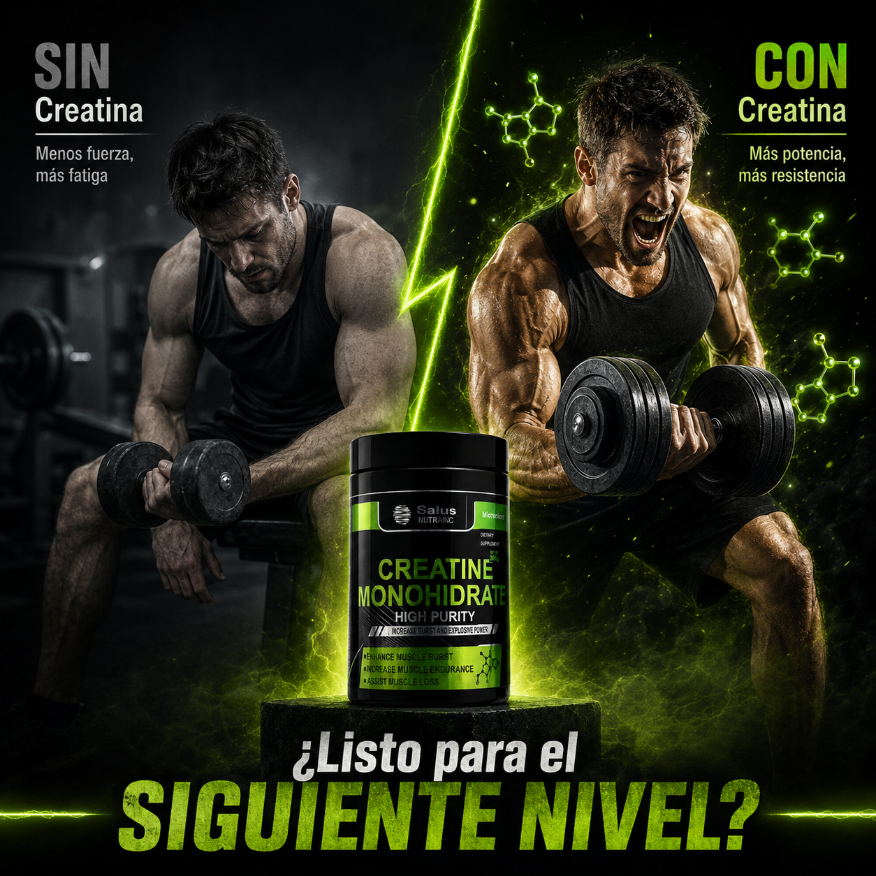 Creatina Monohidratada Salus Nutrainc con Complejo B NutriPlan