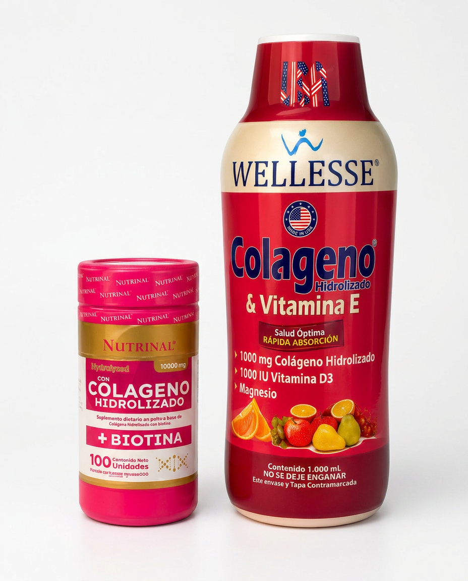 Colágeno Hidrolizado Nutrinal con Biotina y Wellesse Colágeno Vitamina E